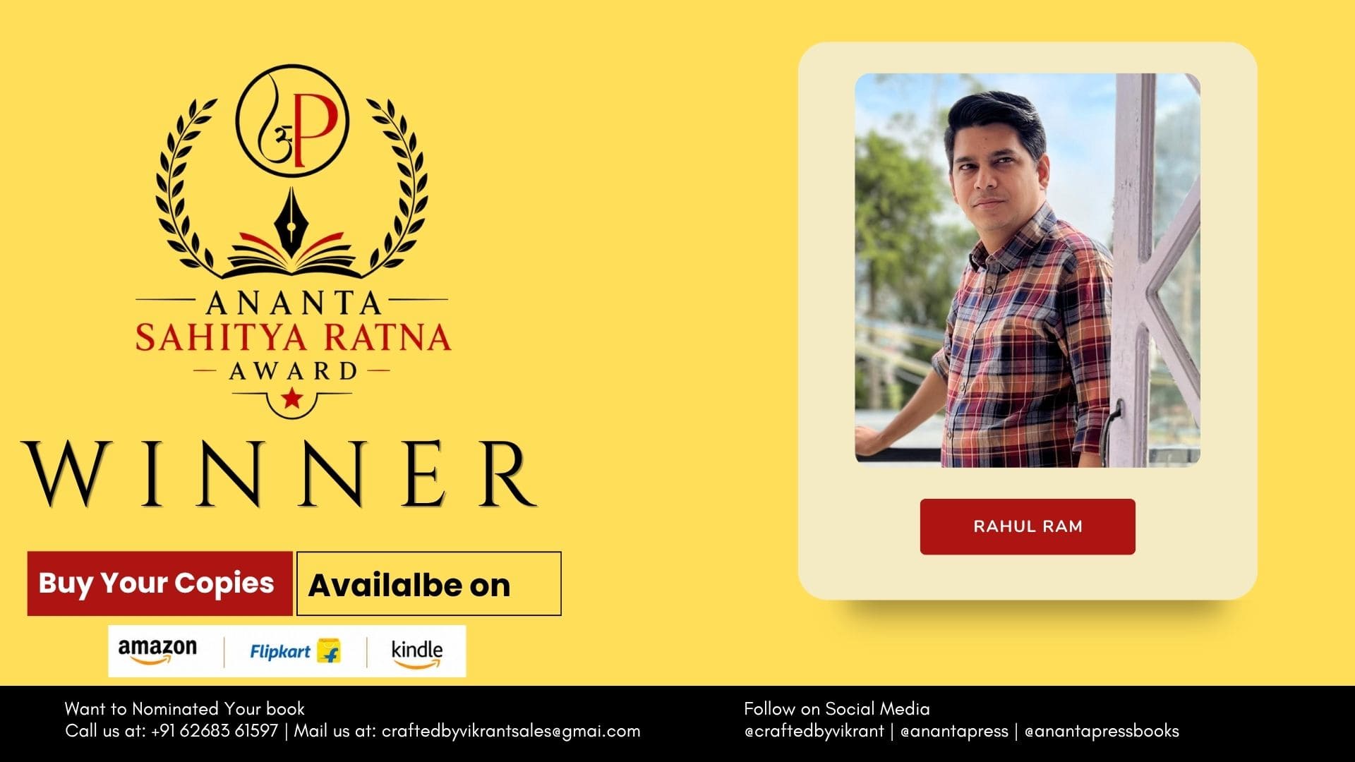 Rahul Ram’s The Swipe That Changed It All Wins the Ananta Press Sahitya Ratna Award